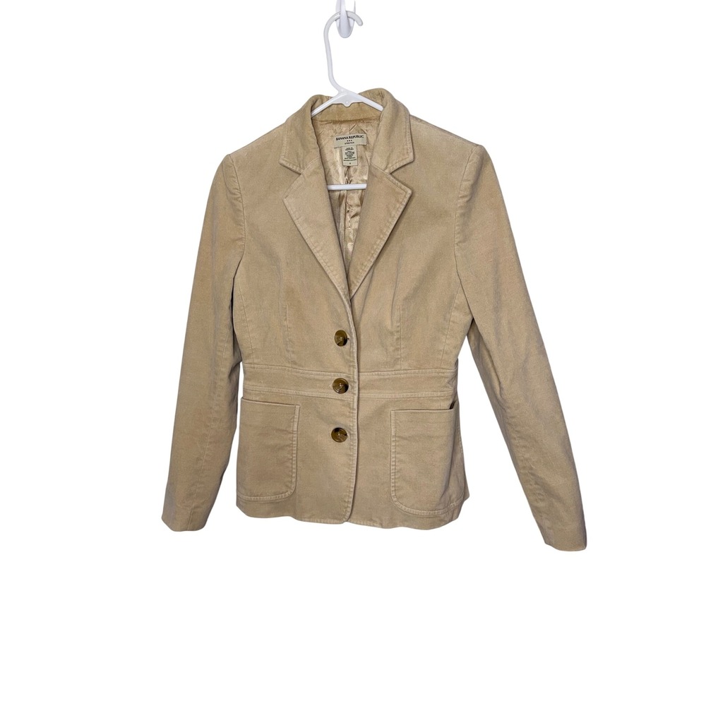 Banana Republic Blazer Tan Corduroy Stretch Tailored Professional Jacket 6 - Picture 2 of 7